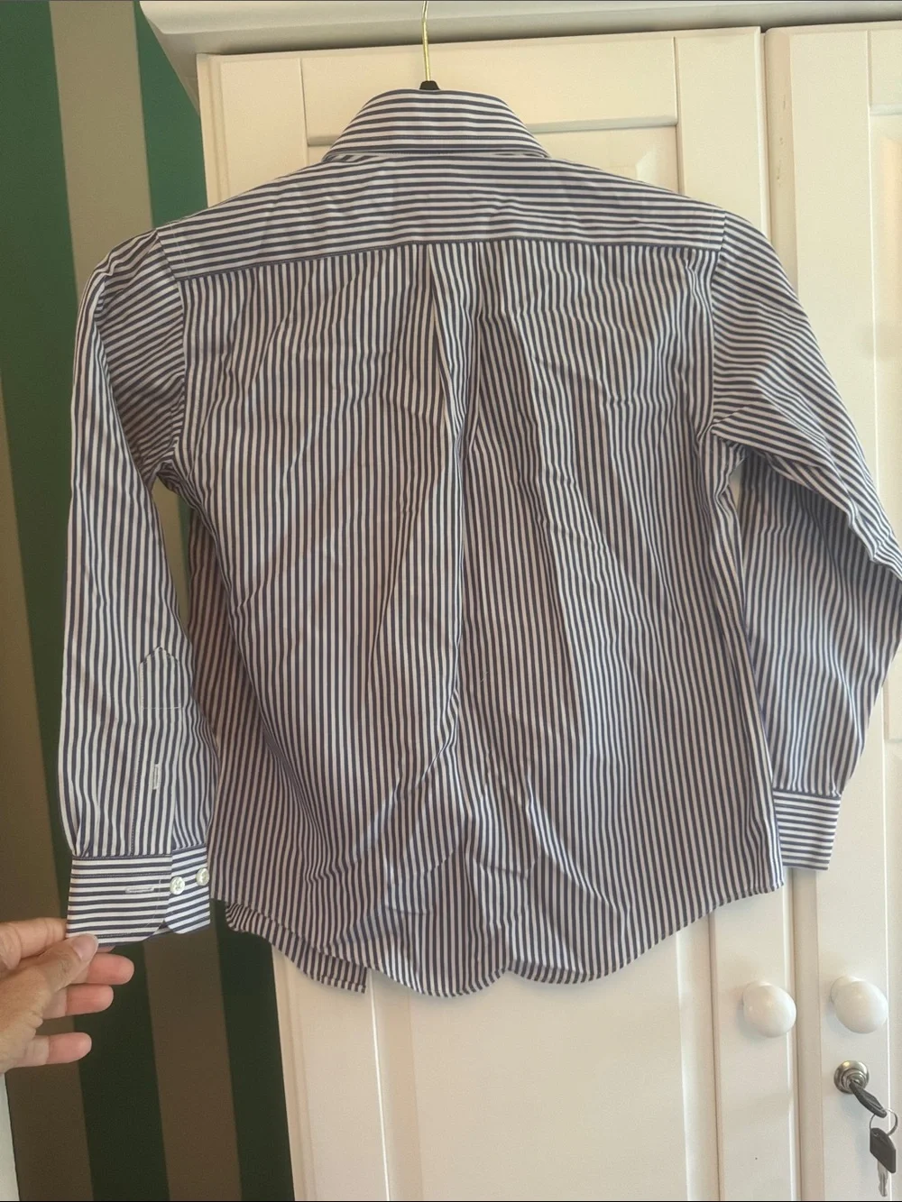 Brooks Brothers Navy and White Vertical Stripe Button-Down Shirt